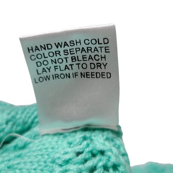 NWT Urban Outfitters Bibi Crochet Sweater Cropped Puff Sleeves SZ Small Green - Picture 8 of 8